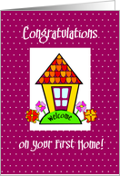 First Home Congratulations with House and Garden Illustration card