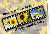 Brother and Sister in Law Wedding Anniversary Sunflower Filmstrip card