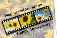 Daughter and Son in Law Wedding Anniversary Sunflower Filmstrip card