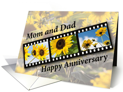 Mom and Dad Wedding Anniversary Sunflower Filmstrip card (708684)