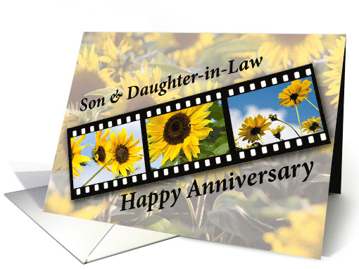 Son and Daughter in Law Wedding Anniversary Sunflower Filmstrip card