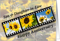 Son and Daughter in Law Wedding Anniversary Sunflower Filmstrip card