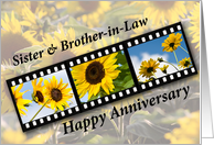 Sister and Brother in Law Wedding Anniversary Sunflower Filmstrip card