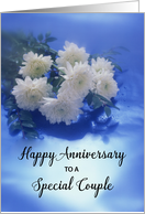 For Couple Wedding Anniversary White Flowers on Blue card