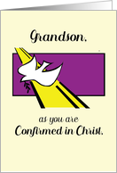 Grandson Confirmed in Christ Dove on Purple with Yellow Rays card