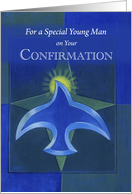 Young Man Confirmation Dove on Blue card