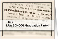 Law School Graduation Party Invitation Dictionary card