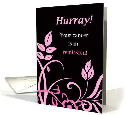 Cancer in Remission Congratulations with Pink Leaves and Flowers card