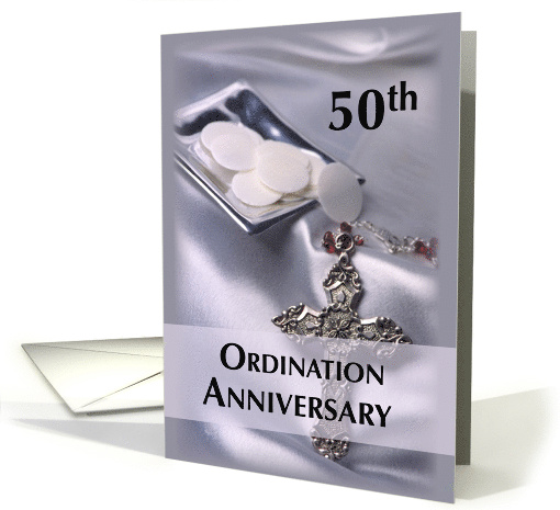 50th Ordination Anniversary with Cross and Hosts card (809305)