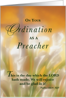 Preacher Ordination Congratulations with Cross and Lilies Religious card