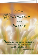 Pastor Ordination Congratulations with Lilies and Cross card