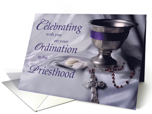 Priest Ordination Congratulations with Hosts Rosary and Chalice card