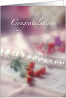 Flute Performance Congratulations with Instrument Roses Sheet Music card