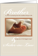 Brother and Sister in Law Baby Feet Congratulation card