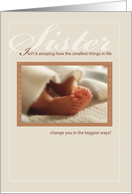 Sister Baby Feet Congratulations on New Baby Gender Neutral card