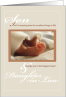 Son Daughter in Law Baby Feet Congratulations card