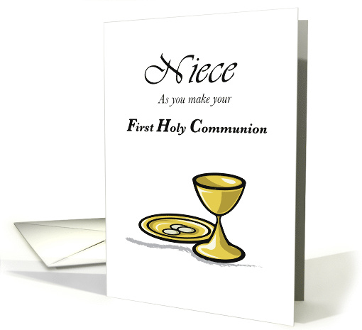 Niece First Holy Communion with Hosts and Chalice card (831744)