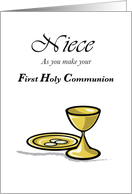 Niece First Holy Communion with Hosts and Chalice card