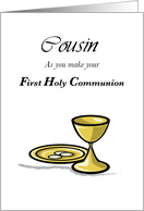 Cousin First Holy Communion with Hosts and Chalice card