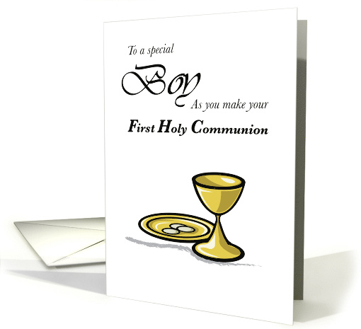 Boy First Holy Communion with Hosts and Chalice card (831765)