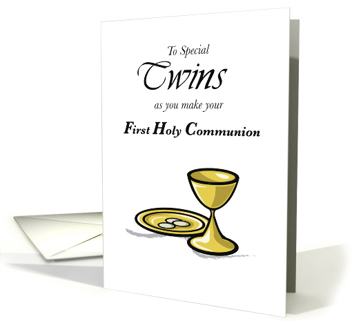 Twins First Holy Communion with Hosts and Chalice card (831778)