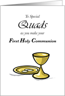 Quads First Holy Communion with Hosts and Chalice card