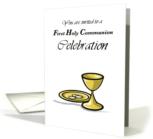 Invitation First Communion Gold Chalice, Paten card (831785)