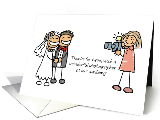 Woman Photographer Wedding Thank You Stick Figures card (833674)