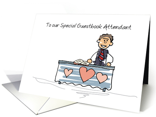 Thanks Wedding Guest Book Attendant Guy Stick Figure card (833941)