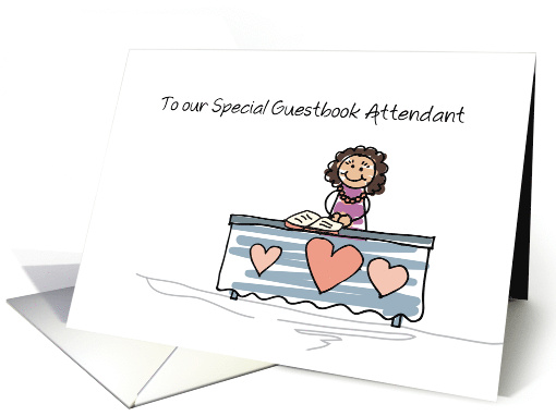 Wedding Guest Book Attendant Thank You Stick Figure Woman card