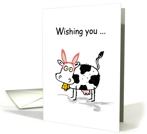 Cow Easter Rabbit Ears Humor card (834815)