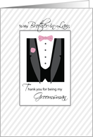 Brother in Law Groomsman Thank You Rose Pink card