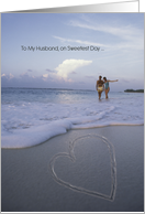 Husband on Sweetest Day Heart in Sand and Couple Beach card