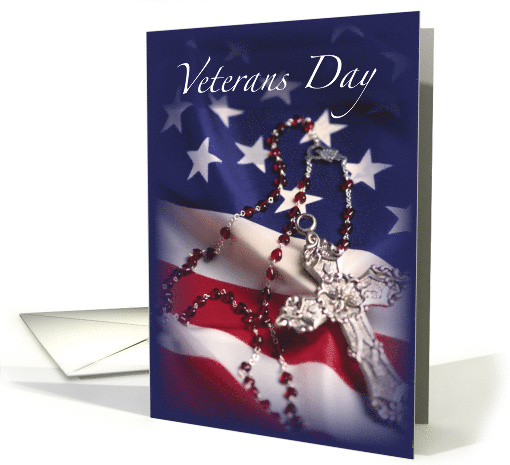Cross on Flag Veterans Day Religious Military card (848387)