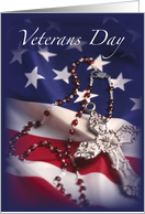 Cross on Flag Veterans Day Religious Military card
