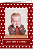 Christmas Photo Frame Red with White Polka Dots Custom Name card