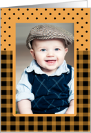 Halloween Photo Frame Plaid and Dots card