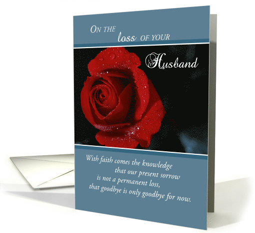 Sympathy Loss of Husband with Red Rose, Religious card ...
