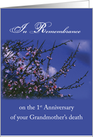 Remembrance 1st Anniversary Death of Grandmother Religious card