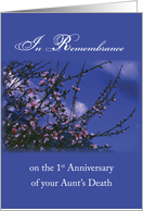 Remembrance 1st Anniversary Death of Aunt Religious card