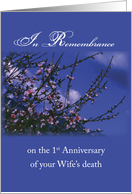 Remembrance 1st Anniversary Death of Wife Religious card