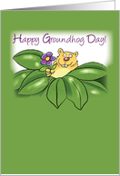 Groundhog Day with Flower on Green card