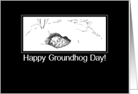 Groundhog Day Black and White card