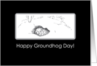 Groundhog Day For Secret Pal Black and White card