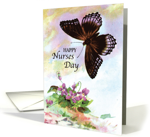 Butterfly and Flowers Nurses Day Vintage card (896202)