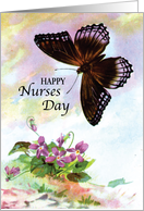 Butterfly and Flowers Nurses Day Vintage card