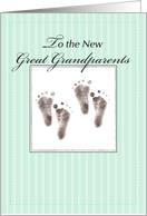 Great Grandparents on Twins Baby Footprints Great Grandchildren card