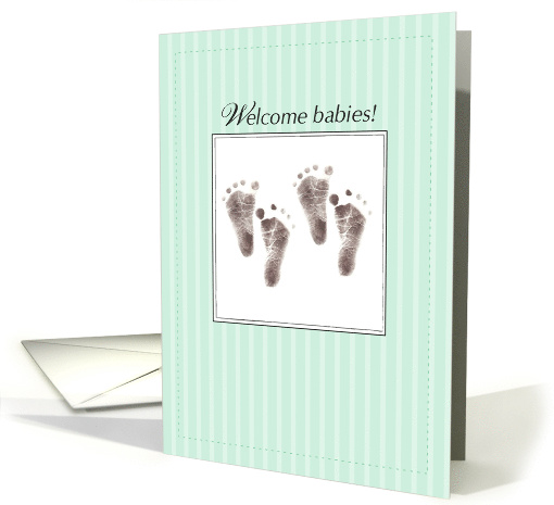 Congratulations Twins Two Babies Footprints card (904585)
