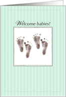 Congratulations Twins Two Babies Footprints card