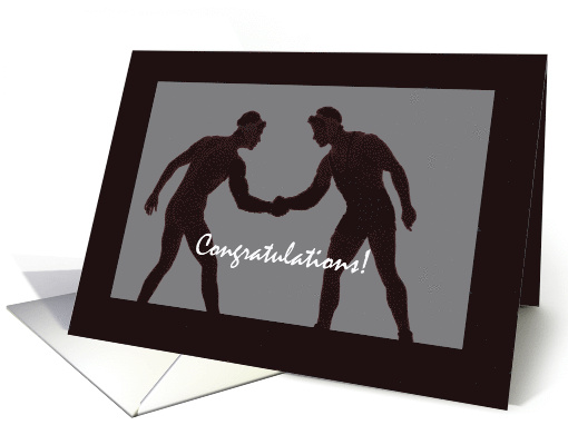 Congratulations Wrestling Wrestlers Black and Silver Gray card